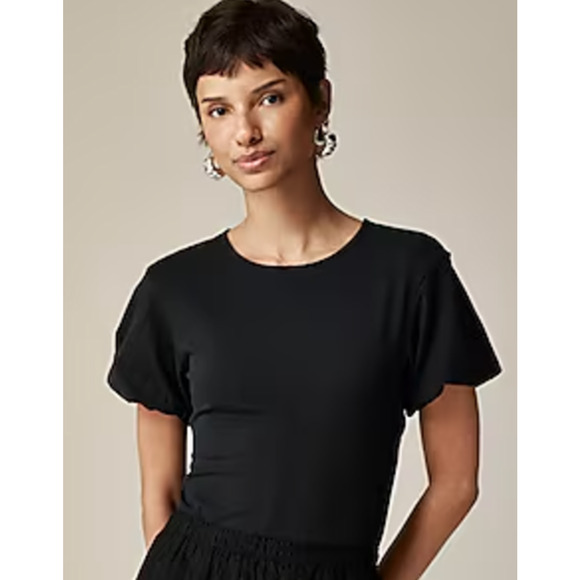 J.Crew Open Back Puff Sleeve Top Stretch Cotton Satin Bow Preppy XS NWT - Picture 3 of 13